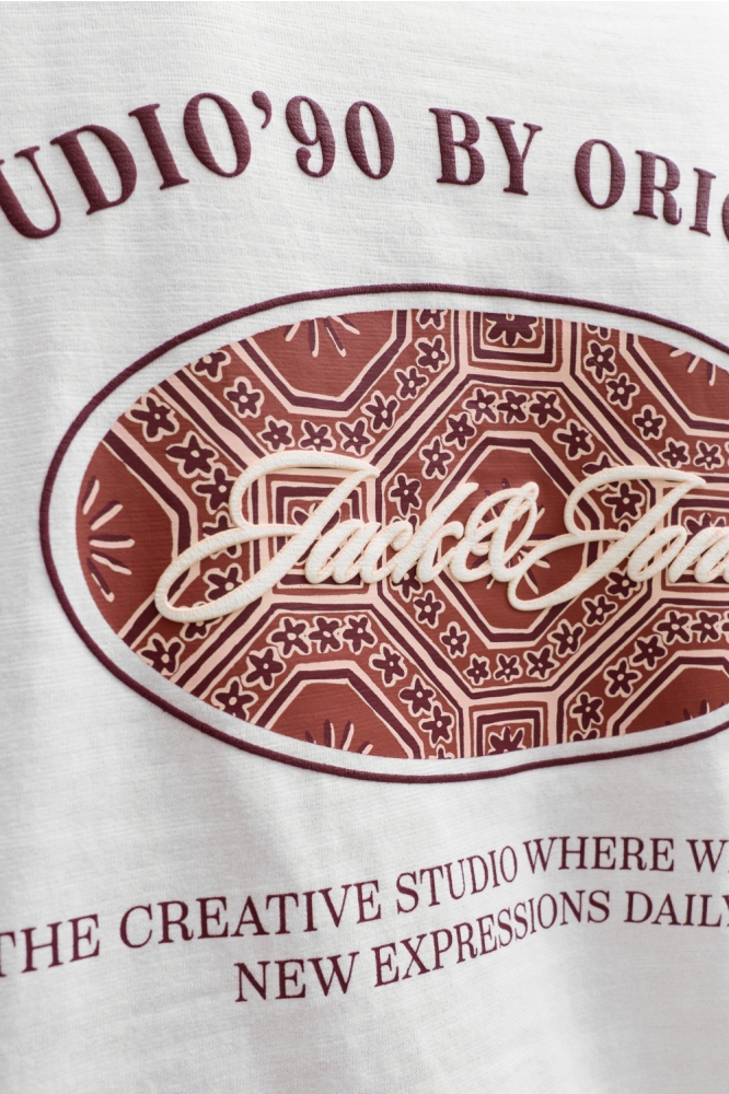 Jack & Jones witte heren t-shirt | Close up