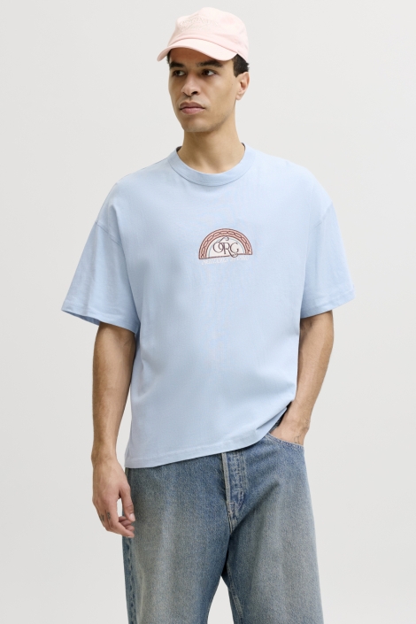 Jack & Jones blauwe heren t-shirt | Model vooraanzicht