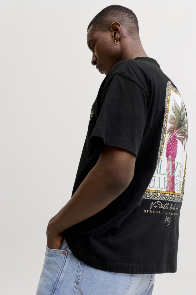 Jack & Jones zwarte heren t-shirt | Model zijaanzicht