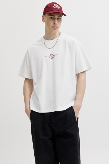 Jack & Jones jorsanremo typo tee ss crew neck ln Wit