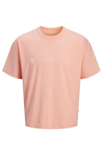 Jack & Jones T-shirt JORSANREMO TYPO TEE SS CREW NECK LN 12296421 Peach Melba