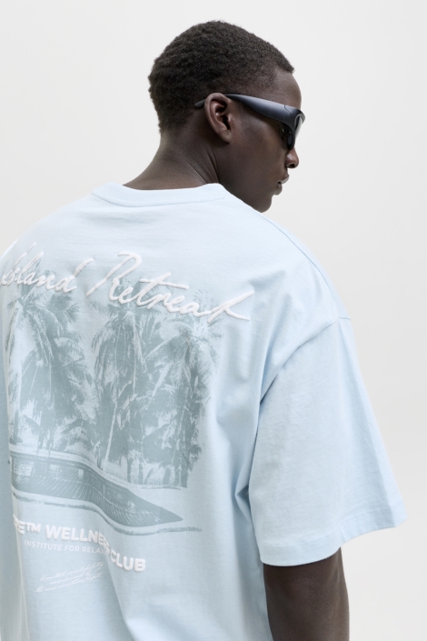 Jack & Jones blauwe heren t-shirt | Model achteraanzicht