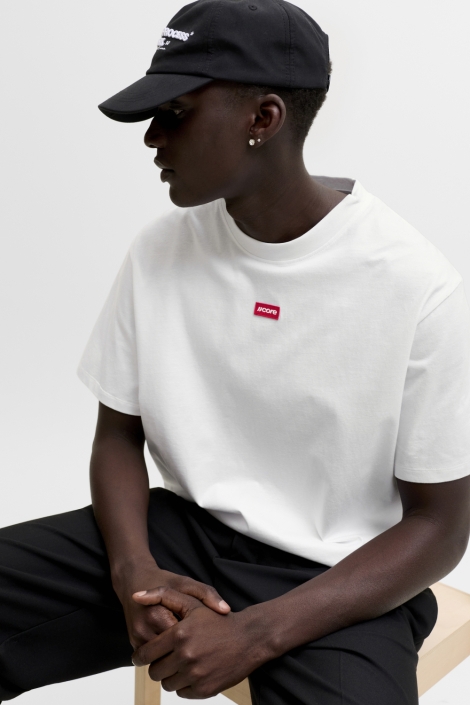 Jack & Jones witte heren t-shirt | Model vooraanzicht