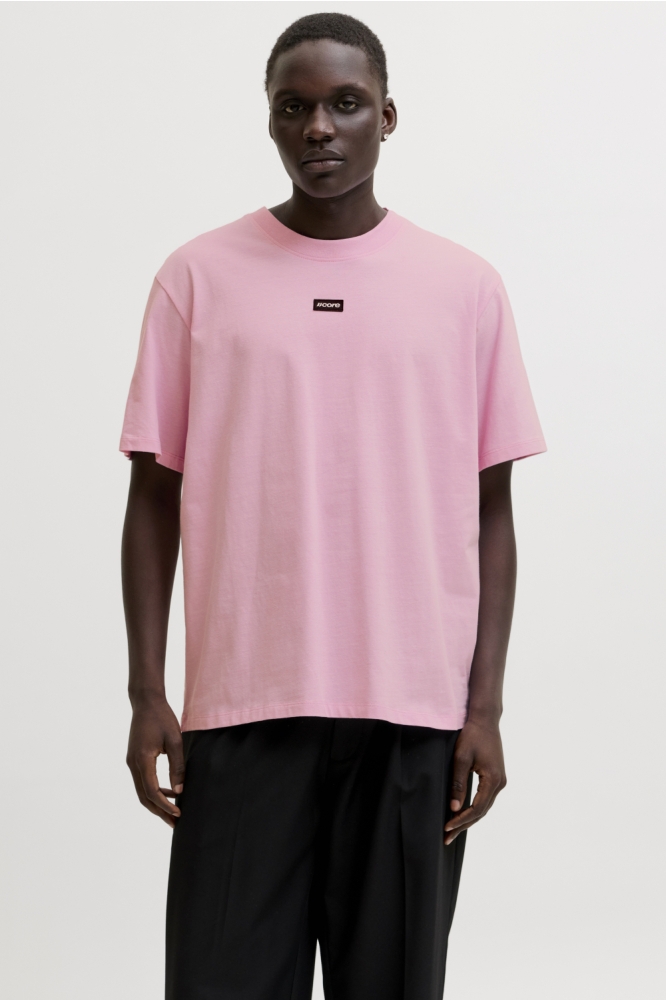 Jack & Jones roze heren t-shirt | Model vooraanzicht