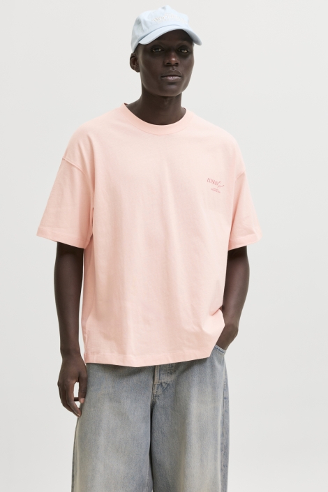 Jack & Jones oranje heren t-shirt | Model vooraanzicht