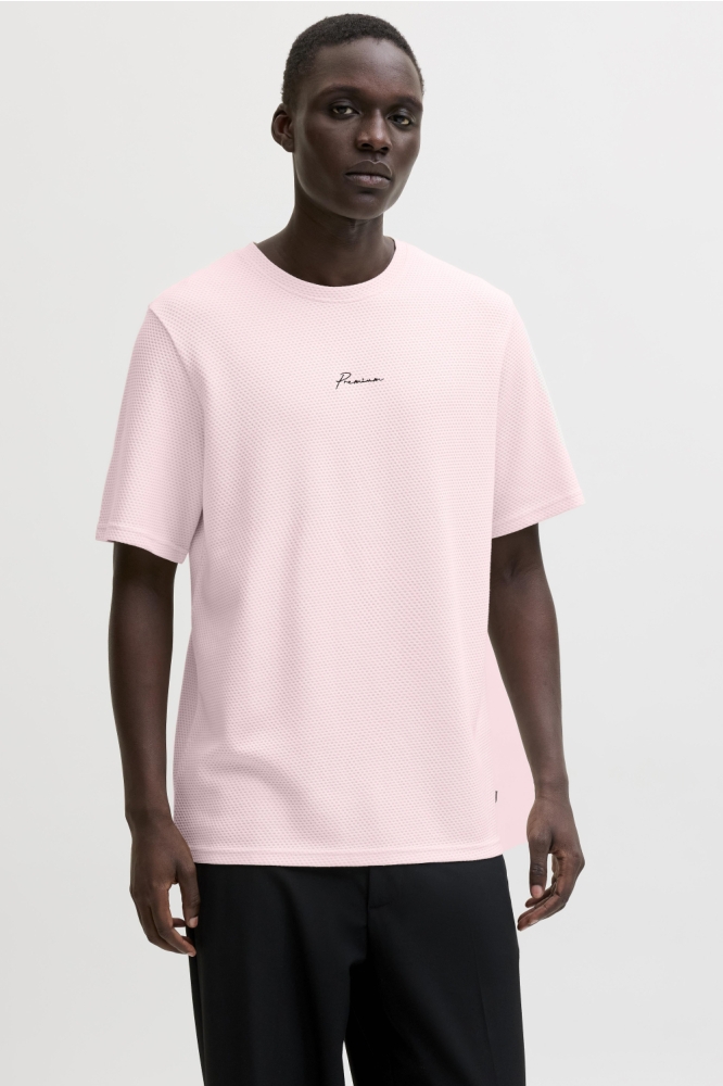Jack & Jones roze heren t-shirt | Model vooraanzicht