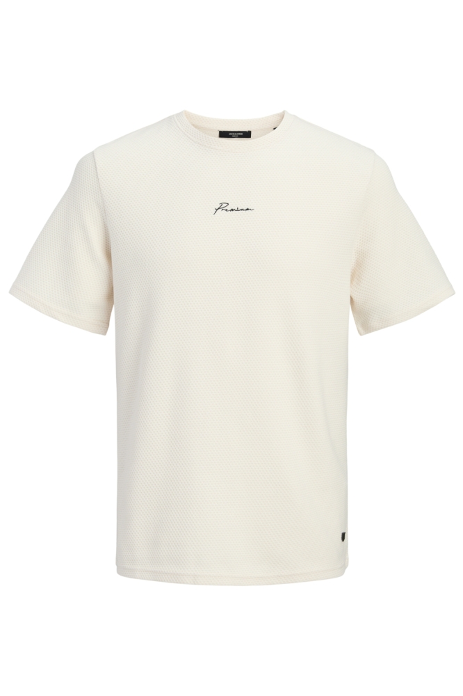 Jack & Jones ecru heren t-shirt | Vooraanzicht