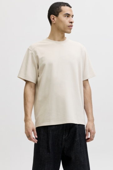 Jack & Jones T-shirt JCOSPONGYTEE SS CREW NECK SMU 12301890 Moonbeam/SET WITH SHORTS