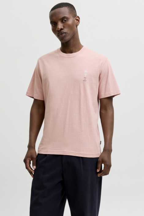 Jack & Jones roze heren t-shirt | Model vooraanzicht