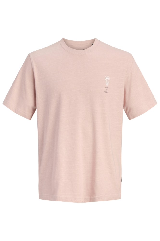 Jack & Jones roze heren t-shirt | Vooraanzicht
