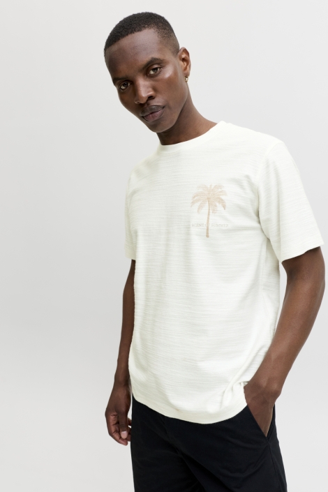 Jack & Jones witte heren t-shirt | Model zijaanzicht