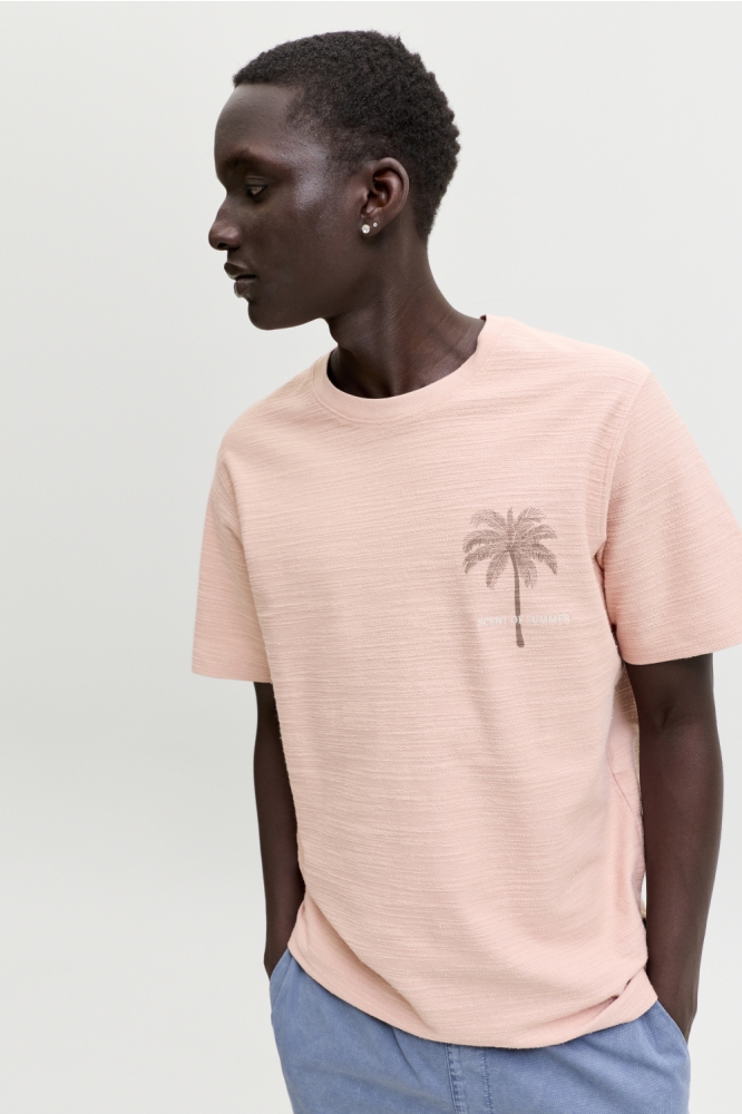 Jack & Jones roze heren t-shirt | Model vooraanzicht