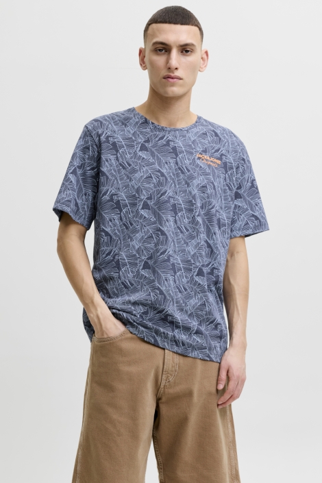 Jack & Jones blauwe heren t-shirt | Model vooraanzicht