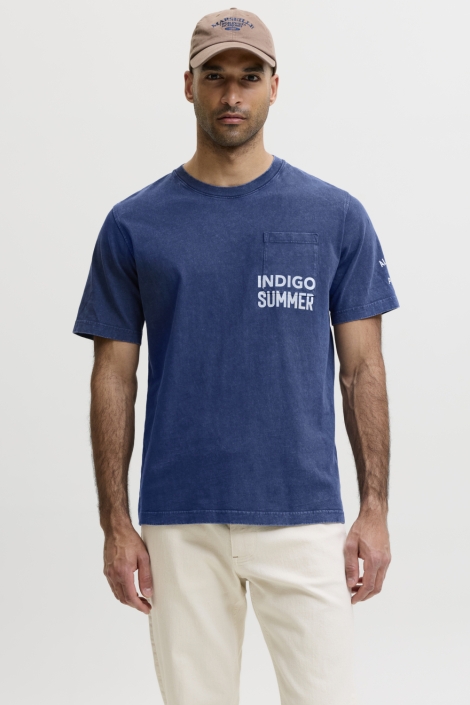 Jack & Jones blauwe heren t-shirt | Model vooraanzicht