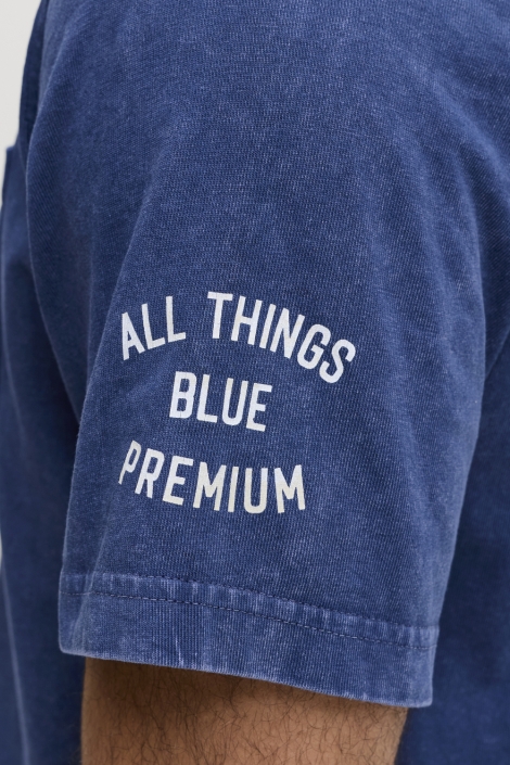 Jack & Jones blauwe heren t-shirt | Close up