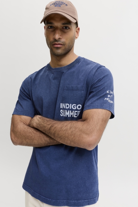 Jack & Jones blauwe heren t-shirt | Close up