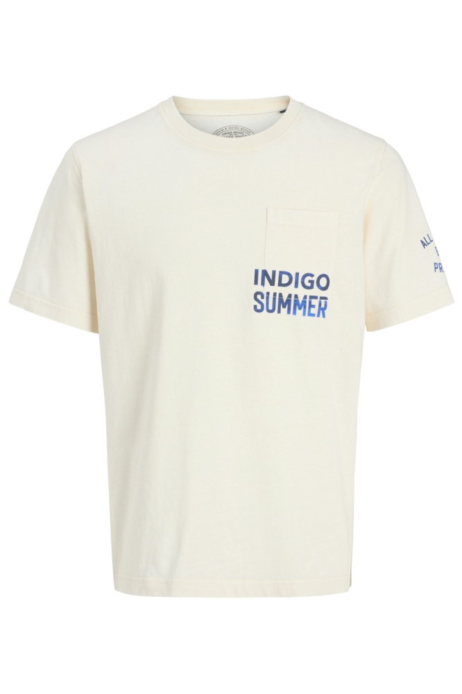 Jack & Jones ecru heren t-shirt | Vooraanzicht