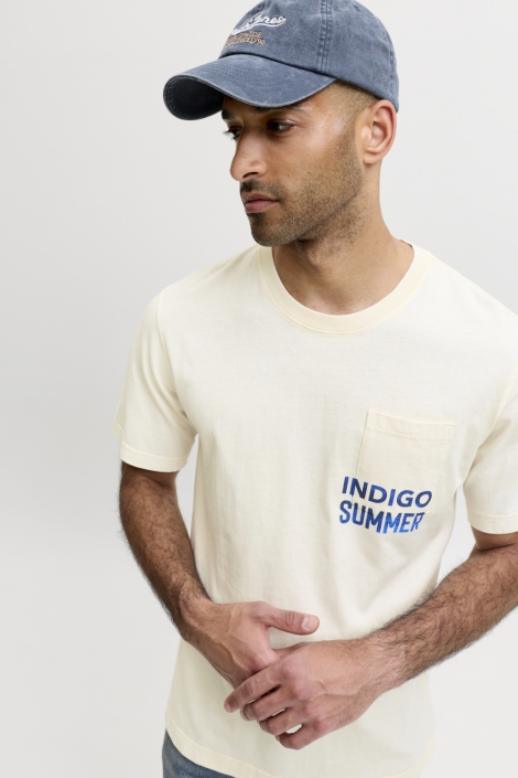 Jack & Jones ecru heren t-shirt | Model vooraanzicht