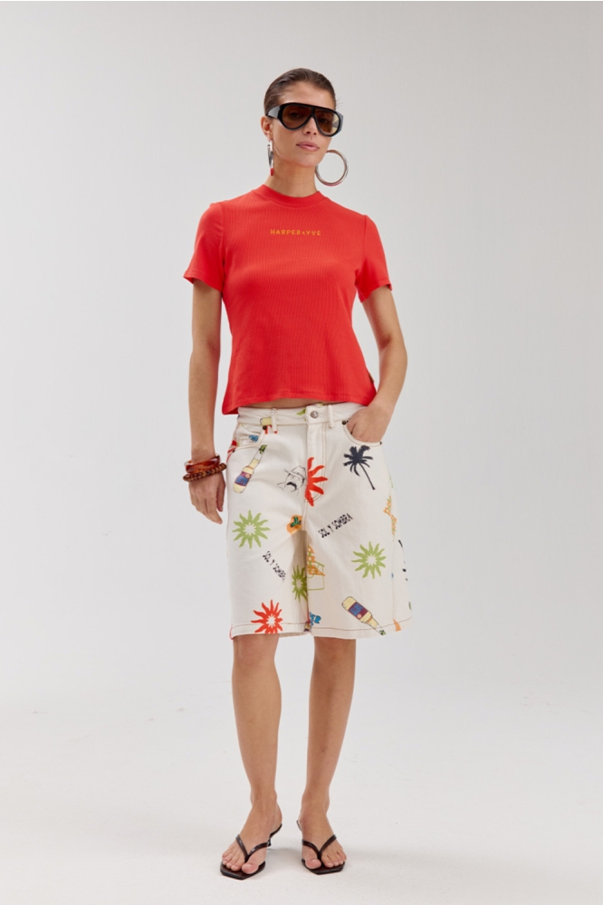 Harper & Yve rode dames t-shirt | Model