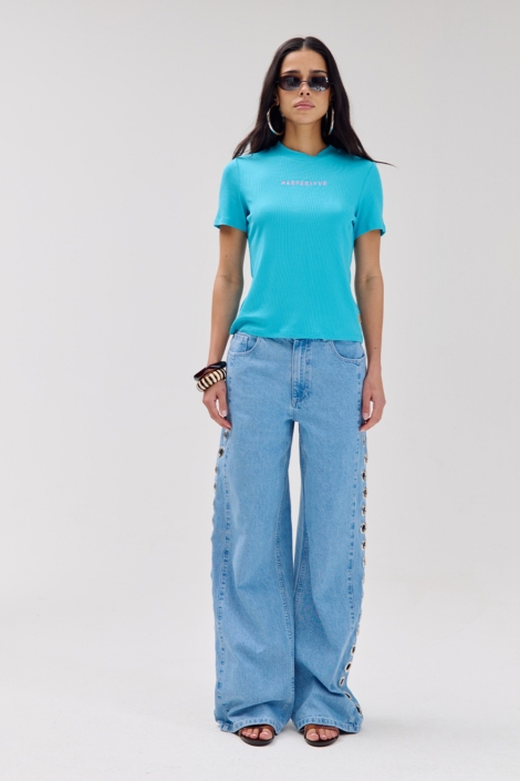 Harper & Yve blauwe dames t-shirt | Model