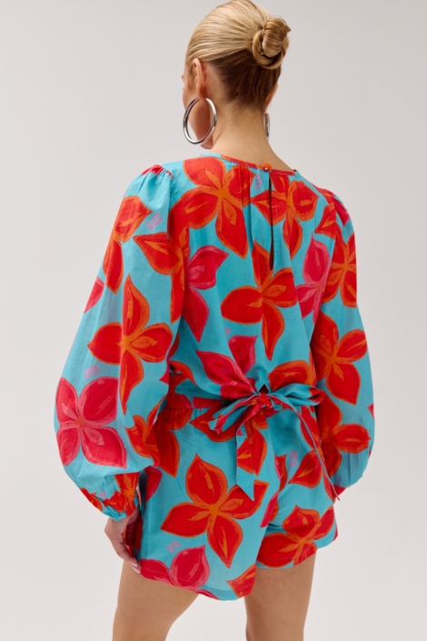 Harper & Yve blauwe dames t-shirt | Model achteraanzicht