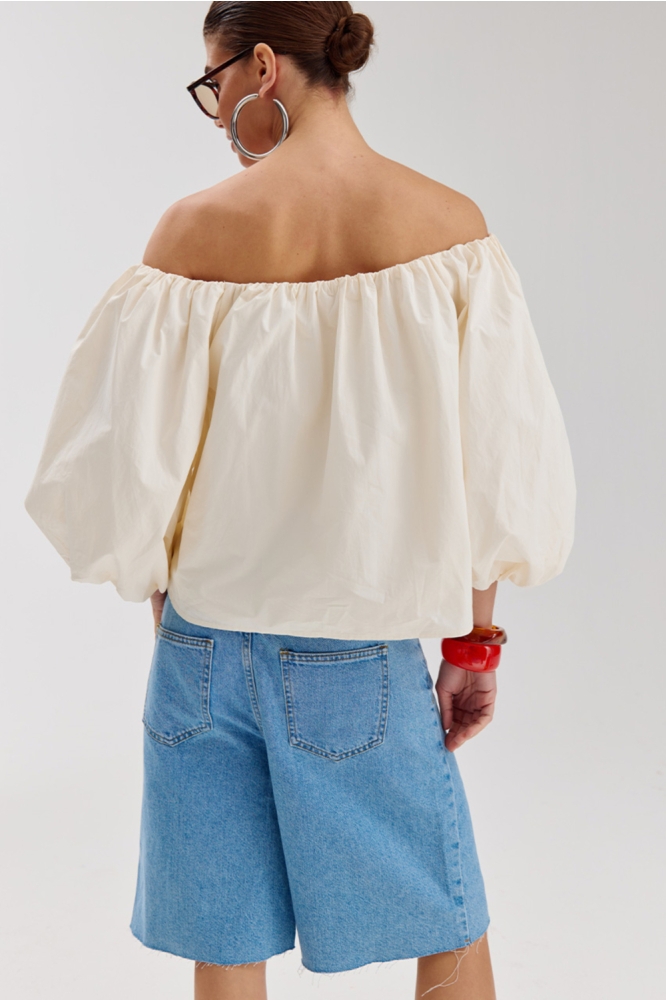 Harper & Yve ecru dames t-shirt | Model achteraanzicht