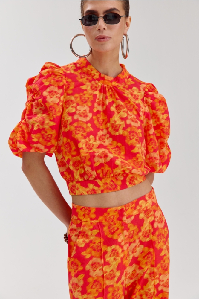 Harper & Yve oranje dames blouse | Model vooraanzicht