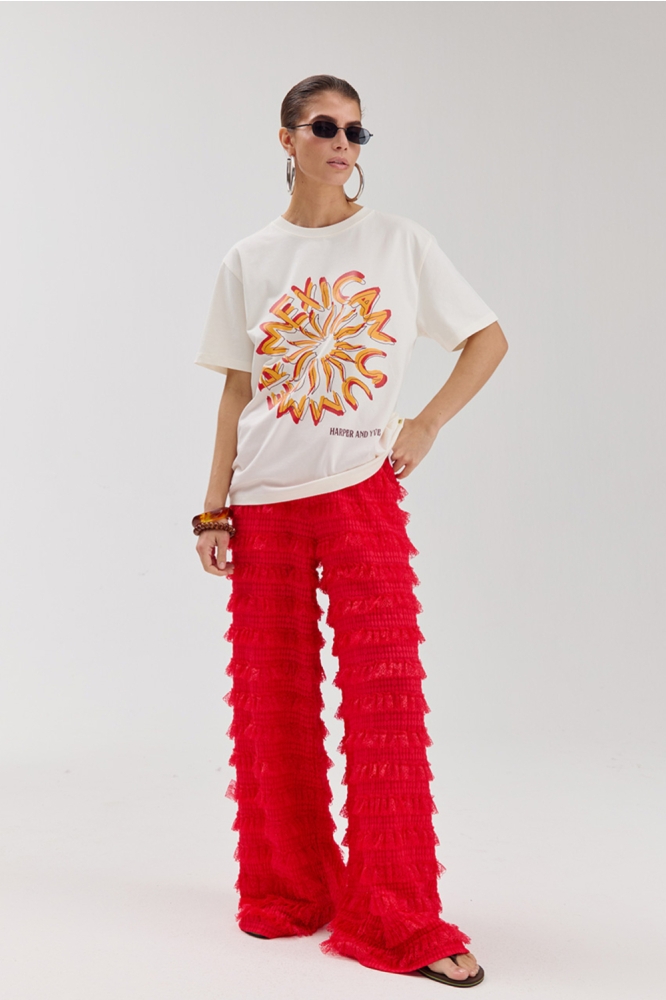 Harper & Yve ecru dames t-shirt | Model