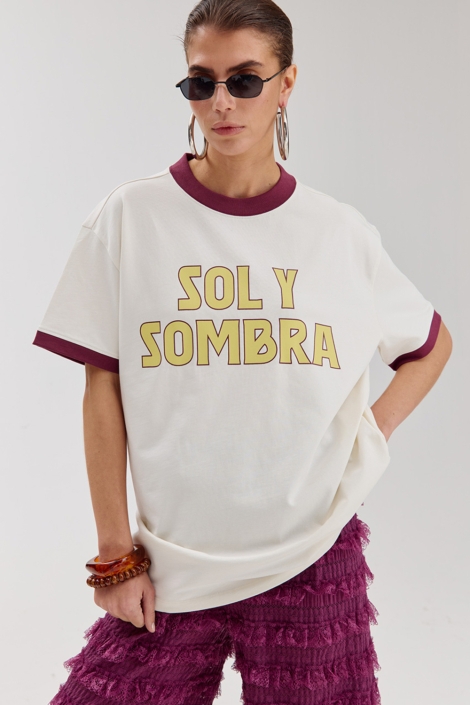 Harper & Yve ecru dames t-shirt | Model vooraanzicht