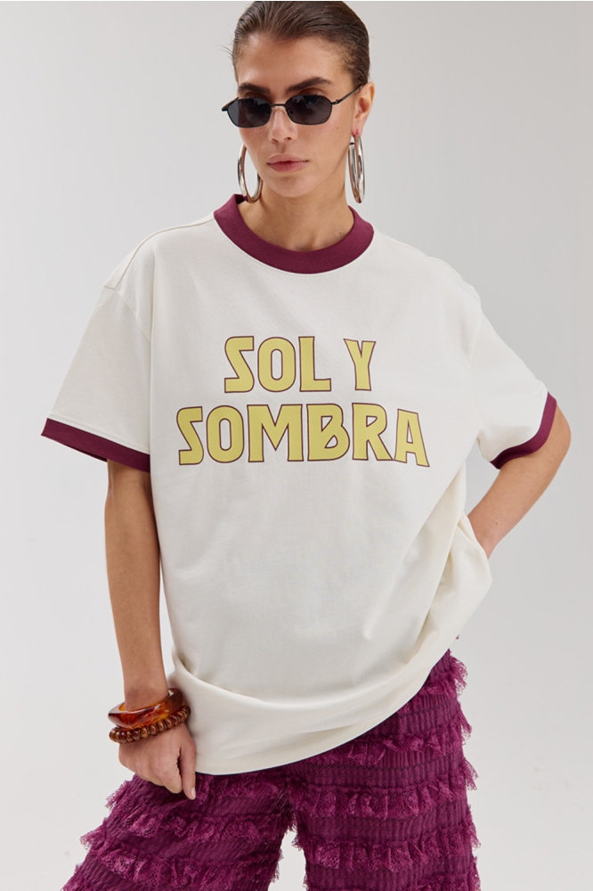 Harper & Yve ecru dames t-shirt | Model vooraanzicht