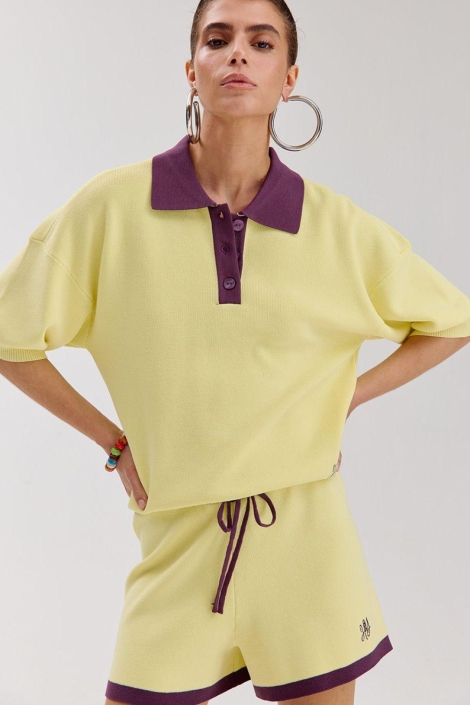 Harper & Yve gele dames t-shirt | Model vooraanzicht