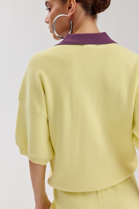 Harper & Yve gele dames t-shirt | Model achteraanzicht