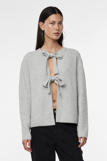 Pieces PCSILLY LS REV TIE KNIT NOOS BC 17150235 LIGHT GREY MELANGE