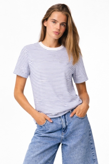 Pieces pcria ss tee stripes jrs noos bc Blauw