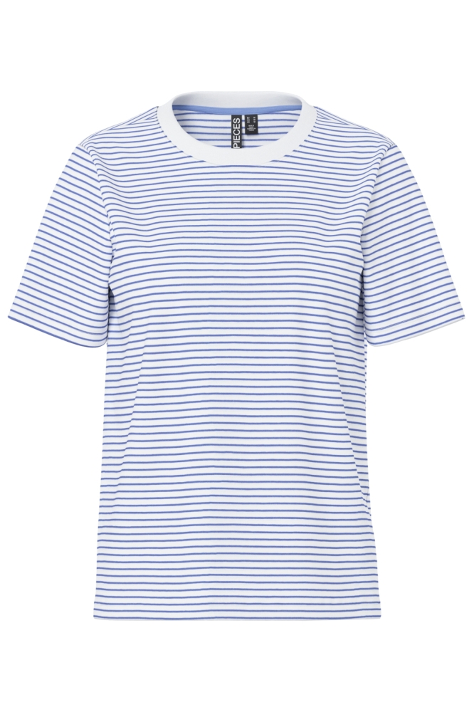 Pieces blauwe dames t-shirt | Vooraanzicht