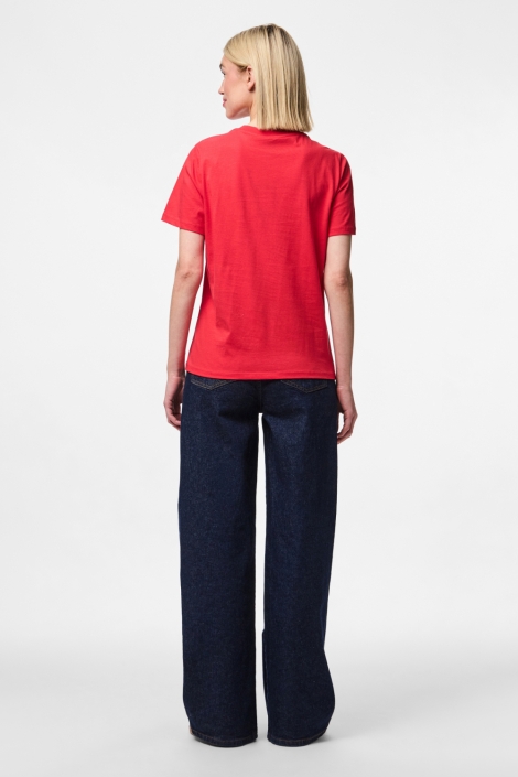 Pieces rode dames t-shirt | Model