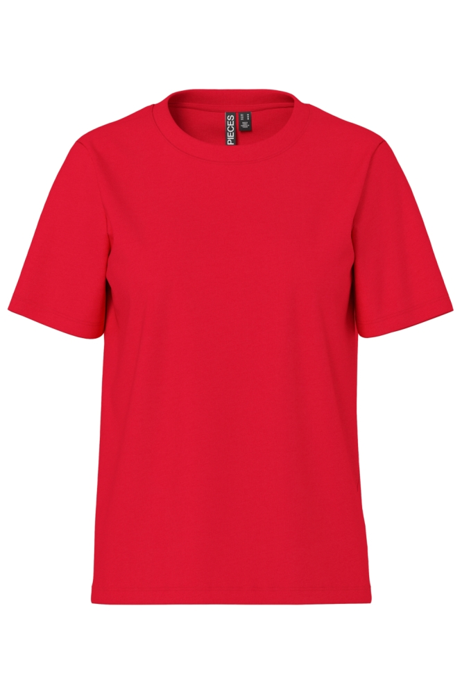 Pieces rode dames t-shirt | Vooraanzicht