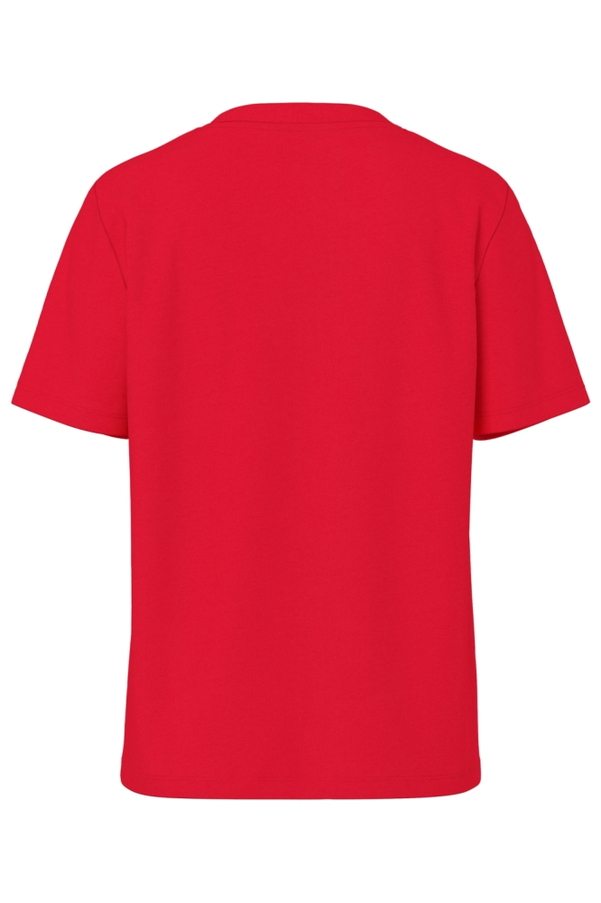 Pieces rode dames t-shirt | Achteraanzicht