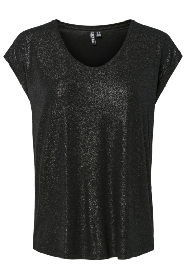 Pieces PCALICE SS GLITTER TEE JRS NOOS BC 17162299 Black/GLITTER SILVER
