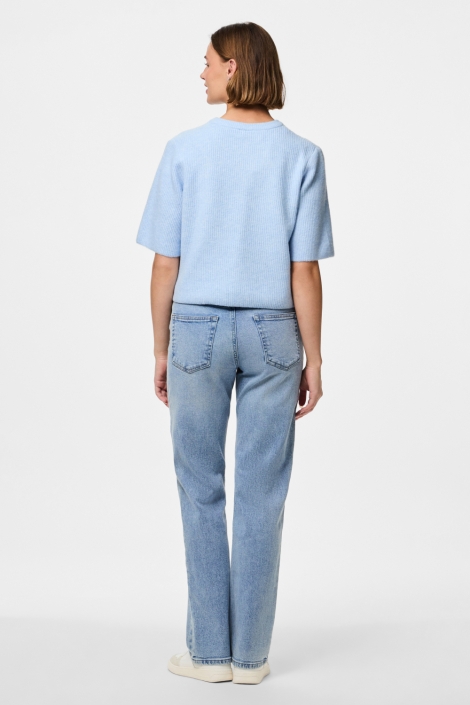 Pieces blauwe dames vest | Model achteraanzicht