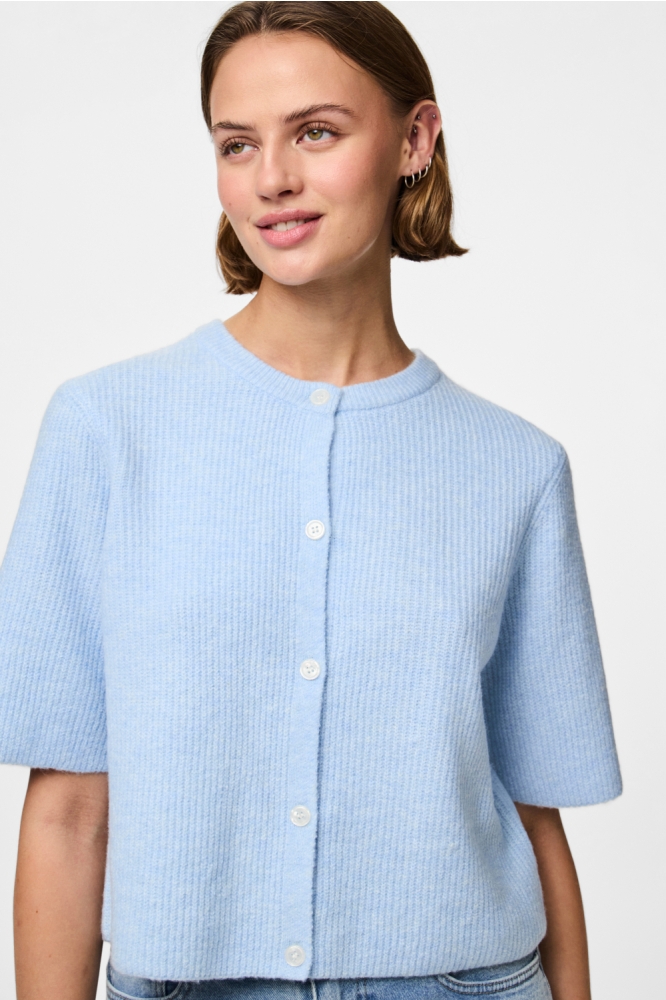 Pieces blauwe dames vest | Close up