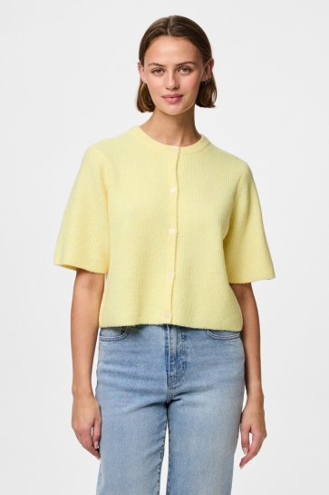 Pieces PCSILLY SS O-NECK KNIT CARDIGAN NOO 17158220 PALE BANANA/MELANGE