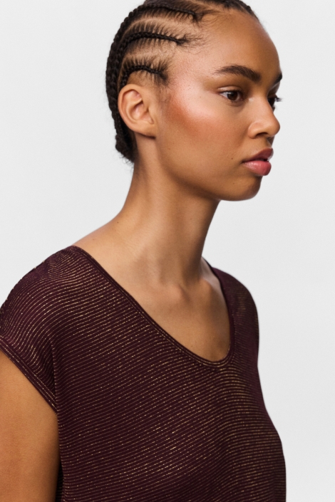 Pieces bordeaux dames t-shirt | Close up