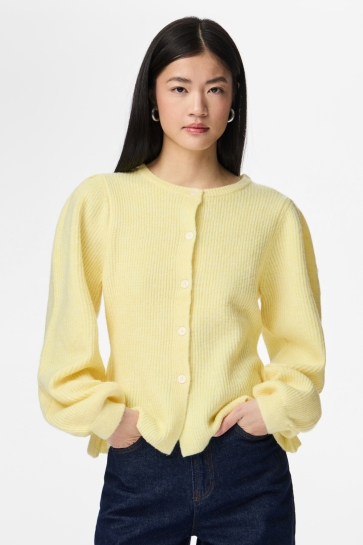 Pieces Vest PCSILLY LS PUFF KNIT CARDIGAN NOOS 17166689 PALE BANANA/MELANGE