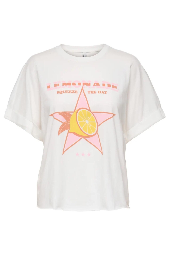 Only witte dames t-shirt | Vooraanzicht