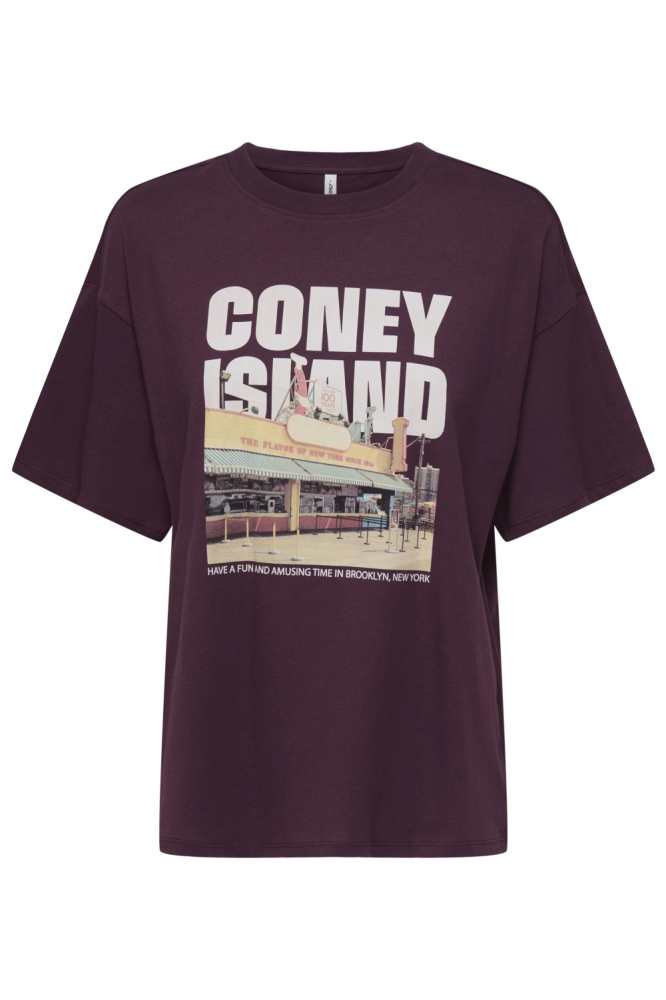 Only bordeaux dames t-shirt | Vooraanzicht