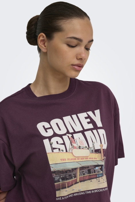 Only bordeaux dames t-shirt | Close up