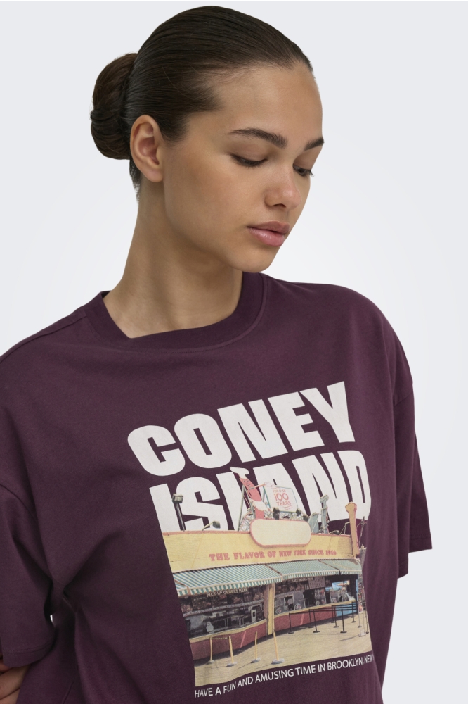 Only bordeaux dames t-shirt | Close up