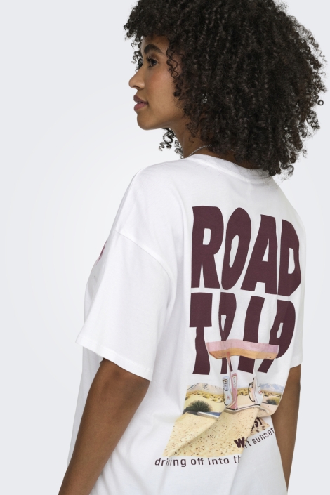 Only witte dames t-shirt | Model achteraanzicht