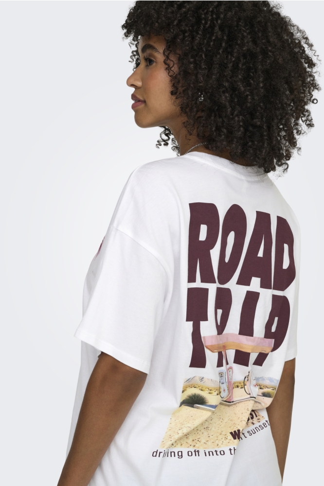 Only witte dames t-shirt | Model achteraanzicht